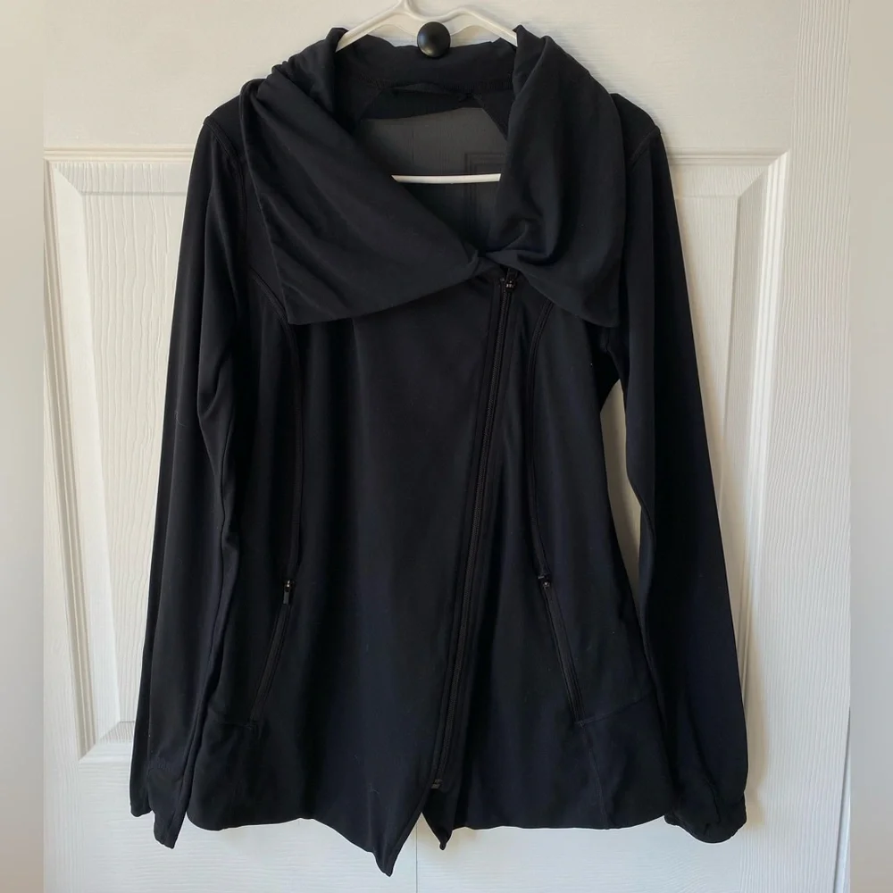 Athleta Black‎ Blissout Jacket Womens Size M/L Asymmetrical Zip